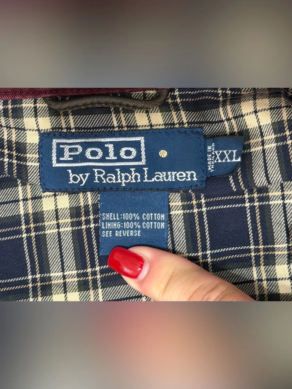 Vintage Polo Ralph Lauren Harrington Jacket Lined Corduroy Collar Burgundy XXL